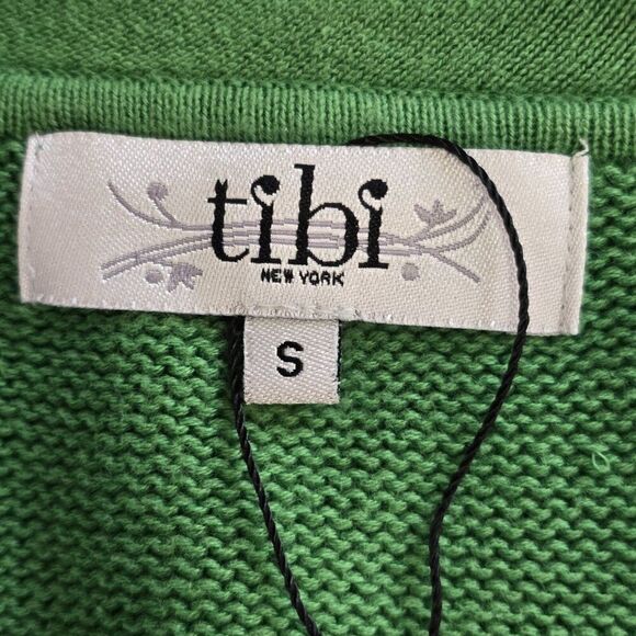 Tibi New York Green Crop Cardigan Button Down Cotton Sweater Womens Size S - Picture 7 of 8